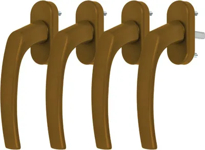 Produktbild von 4 x Alu Fenstergriff in Gold F4 - Stiftlänge 35mm