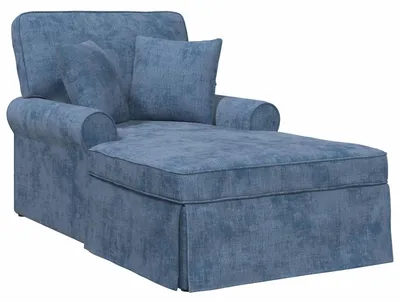 Immagine prodotto di vidaXL Chaise longue con gonna e cuscini, blu, 157 x 91 x 91 cm, ARES