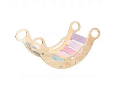 Immagine prodotto di Altalena arcobaleno Montessori 5in1 natur, bordi dipinti, lavagne arcobaleno