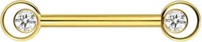 Produktbild von Brustwarzenpiercing, Zungenpiercing, Intim-Piercing Titan Nippelpiercing mit Innengewinde RING + KRISTALL