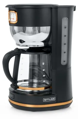 Kaffeeautomat Retro 1,4 l 10 Tassen Glaskanne matt schwarz