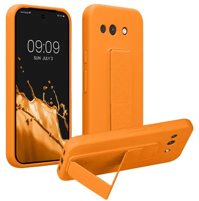 Produktbild von kwmobile Handyhülle für Google Pixel 10a Hülle - TPU Silikon Case mit Fingerhalter und Stand - Schutzhülle Cover in Fruity Orange
