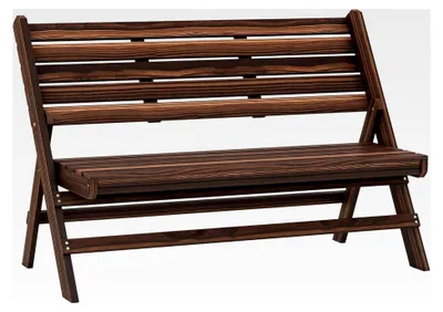 Produktbild von Gartenbank, 2-Sitzer Holzbank mit Rückenlehne, belastbar bis 250 kg, für Garten und Balkon, verkohlt, 122 x 63 x 83 cm