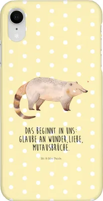 Produktbild von Mr. & Mrs. Panda Iphone XR Handyhülle Nasenbär - Gelb Pastell - Geschenk, Lustige Sprüche, Premium Kunststoff, Nasenbären, Rüsselbär, Handy Case, Bär
