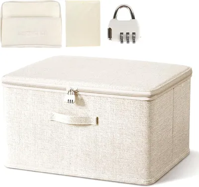 Imagen del producto de Caja de almacenamiento con candado numérico, plegable, de 40x30x21 cm, para ropa