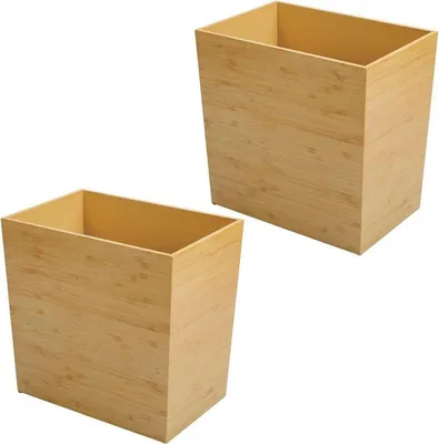 Produktbild von Abfalleimer Mülleimer Abfallsammler 2er Set mDesign Bambus Optik naturfarben