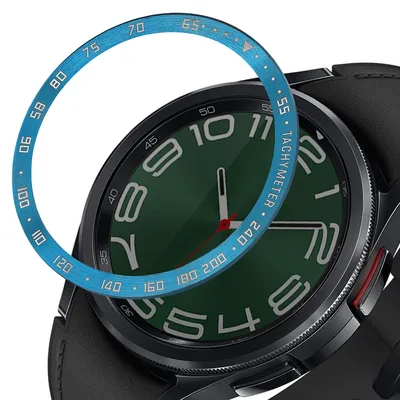 Produktbild von kwmobile Schutzring kompatibel mit Samsung Galaxy Watch 6 Classic 47mm - Bezel Ring Lünette mit Tachymeter Skala Blau Weiß