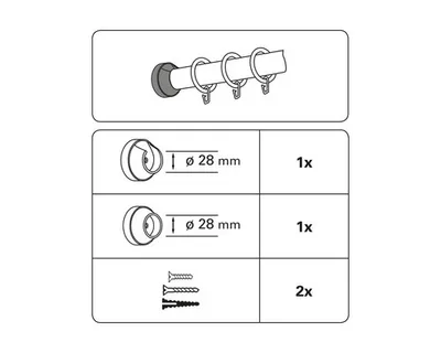 Produktbild von Gardinia Wandlager Lugano natur, Ø 28 mm, 2-er Pack