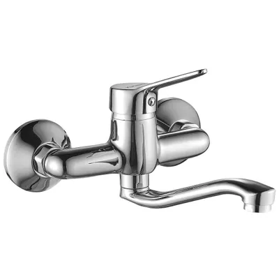 Produktbild von Chrom Wand-Waschtischarmatur, Wandarmatur, Wanmischbatterie, Einhebelmischer