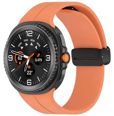 Obrázek produktu pro Pro Samsung Galaxy Watch 8 / 8 Classic Silikonový řemínek s magnetickou skládací sponou Orange