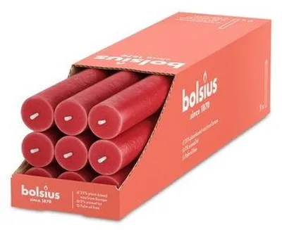 Productafbeelding van Bolsius - Rustiek Tafelkaars Delicate Red (9 stuks)