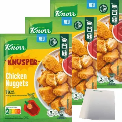 Produktbild von Knor Fix Chicken Nuggets 3er Pack (3x60g Packung) + usy Block