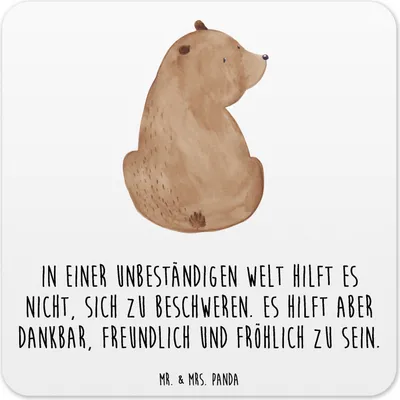 Produktbild von Mr. & Mrs. Panda Tischuntersetzer Bär Schulterblick 15er Set - Weiß - Geschenk, Motivation, Selbstachtung, Untersetzer Tisch, Tassen, für Gläser, Tassen-Untersetzer