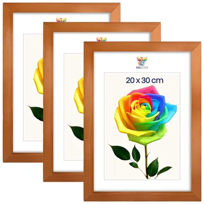 Produktbild von MG Design 3er Set Bilderrahmen Lackiert 20x30 cm - Echtholzrahmen mit Acrylglas, hoch/quer, zum Aufhängen & Aufstellen