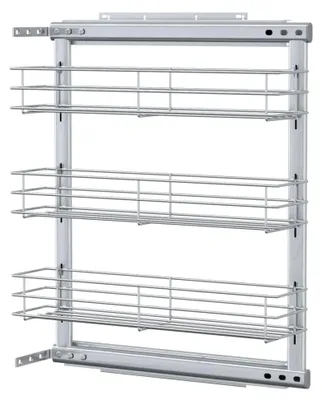 Produktbild von 3-stufiger ausziehbarer Drahtkorb für die Küche, Schrankauszug, Unterschrankauszug, silbern, 47x15x56cm