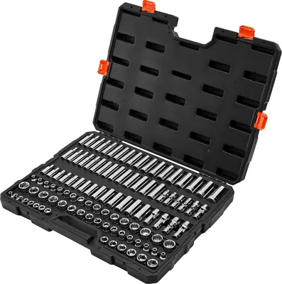 Obrázek produktu pro SucceBuy 104dílná sada nástrčných klíčů, pohon 9,5 mm, metrické velikosti od 6 do 24 mm, hluboké a standardní, sada mechanického nářadí s úložným kufříkem, chromovaná slitina oceli CR-V