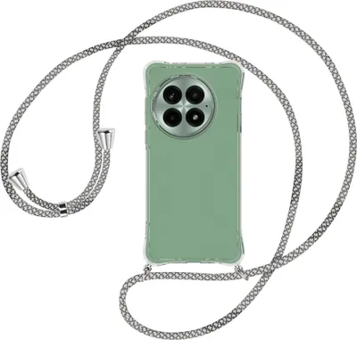 Produktbild von Handykette Backcover-Schutzhülle mit Band (Metall silberfarben) für OnePlus 13 5G/1+13 5G - weiß/grau kariert