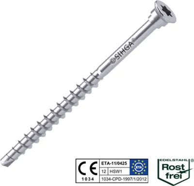 Produktbild von L-BohrFix MB 5,0 x 60 mm 200 Stück / VPE Edelstahl rostfrei, TX 25, Teilgewinde im montagepack inkl. Montageanleitung, Systemstift S1 und SIHGAFIX Edelstahl rostfrei TX 25 im Wert von Euro 8,00