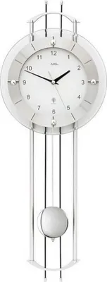 Immagine prodotto di AMS 5248 orologio da parete radiocontrollato con pendolo argento orologio a pendolo moderno con vetro