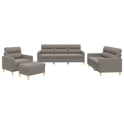 Image de vidaXL Ensemble de canapés 4 pièces avec coussins Tissu Taupe
