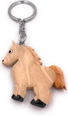 Produktbild von Onwomania Schlüsselanhänger aus Holz Pferd Pony hell Nutztier Bauernhof Ross Anhänger Charm