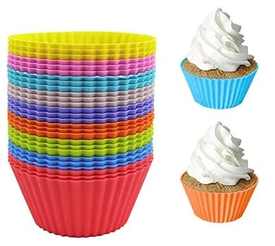 Zdjęcie produktu dla Formy silikonowe do pieczenia babeczek muffinek 27 sztuk kolorowe