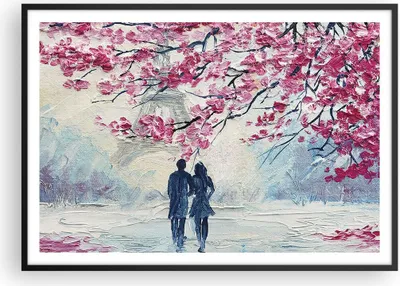 Produktbild von Gerahmtes Poster - Schwarzer Rahmen - Paar Paris Baum - 100x70 cm - Wand Bild - Wanddeko - Wandbilder - Kunstposter - Wandposter - Bilderrahmen - Bilder - Kunstdruck - Wandbild - P2BAA100x70-4211