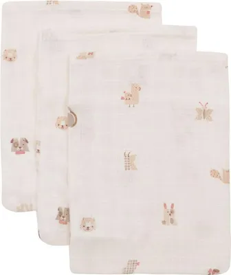 Produktbild von Jollein Hydrophile Waschlappen - Animal Friends - 15x20 cm - 3 Stück | Großes hydrophiles Tuch