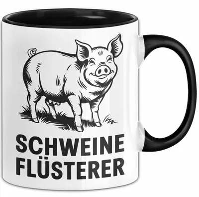 Produktbild von Schweinebauer Schweine Tier Tasse Geschenk Lustige Geschenkidee Spruch Schweineflüsterer (Schwarz)