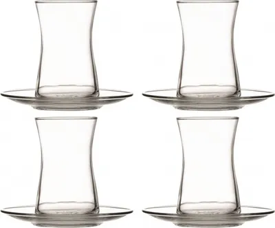 Produktbild von Pasabahce Heybeli Teeglas Set 8 Teilig mit Untertassen