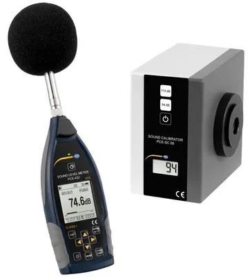Immagine prodotto di PCE Instruments PCE-432-SC 09: Calibratore acustico professionale portatile, classe 1, completo di misuratore di livello sonoro con GPS, classe 1