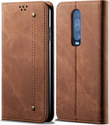 Produktbild von Redmi K30 Hülle, LaimTop Denim Leder Brieftasche Magnetverschluss Flip Bookstyle Schutzhülle mit Standfunktion für Xiaomi Redmi K30 Xiaomi Redmi K30 Braun
