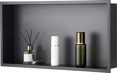 Zdjęcie produktu dla Wnęka prysznicowa VEVOR, 10,16x33,02x63,5 cm duża wnęka ścienna, organizer do przechowywania mydła i szamponu wykonany ze stali nierdzewnej, trwały i łatwy w montażu, czarny do łazienek
