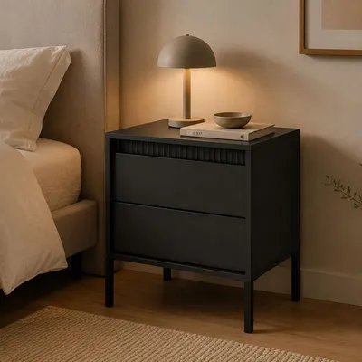Immagine prodotto di Gasalisa - Comodino, 54x40x56h cm Nero, 2 Cassetti