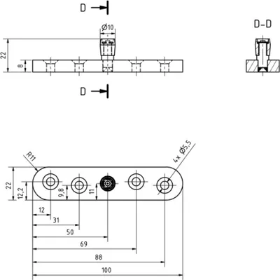 Produktbild von Bodenführungsrolle Gr.10 Messing mit Platte MEA 10336282