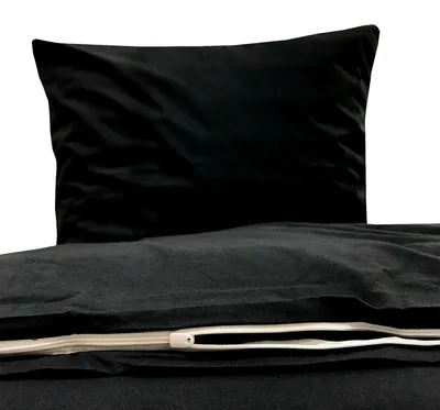 Produktbild von Uni Bettwäsche 135x200 cm Renforce Baumwolle Bettbezüge Set, Größe:4 teilig 135x200 cm, Farbe:Schwarz