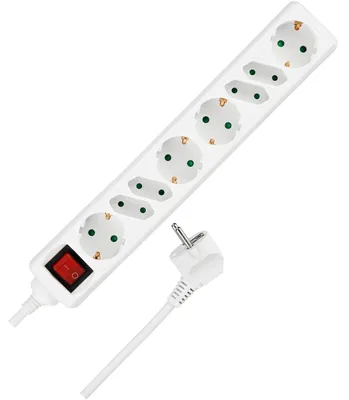 Zdjęcie produktu dla REV 00124815, 5 m, Wewnętrzna, 1,5 mm², Biały, 8 x gniazdo sieciowe, 250 V