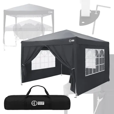 Produktbild von ECD Germany Pavillon 3x3 m Anthrazit Wasserdicht Stabil Winterfest, Pop Up Faltpavillon, Gartenpavillon, Gartenzelt klappbar, Partyzelt Outdoor