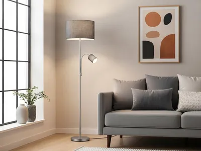 Produktbild von TRIO 403900211 - Grau - Flur - Flur - Homeoffice - Wohnzimmer - Stoff - Metall - IP20 - E27 - 1 Glühbirne(n)