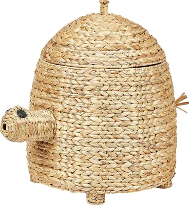 Produktbild von BELIANI Aufbewahrungskorb Naturfarben Wasserhyazinthengeflecht mit Deckel Schildkrötenform Modern für Kinder Spielsachen Spielzeugkorb Jugendzimmer
