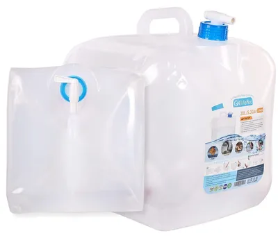 Immagine prodotto di Contenitore pieghevole per acqua da 15 litri, ideale per campeggio e attività all'aperto