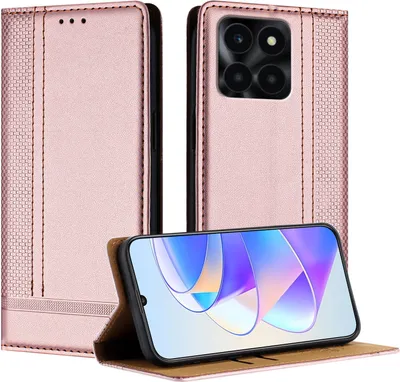 Produktbild von Handyhülle für Honor X6A Leder Flip Klappbare Schutzhülle mit Standfunktion Pink