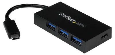 Produktbild von StarTech.com 4 Port USB 3.2 Gen 1 (5Gbps) Hub - USB-C auf 1x USB-C und 3x USB-A, USB 3.2 Gen 1 (3.1 Gen 1) Type-C, USB 3.2 Gen 1 (3.1 Gen 1) Type-A, 5000 Mbit/s, Schwarz, Kunststoff, CE, FCC, RoHS