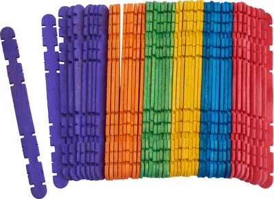 Produktbild von VBS XXL Holzspatel Farbig mit Kerben 50 Stück 11.5 cm Bastelstäbchen Set