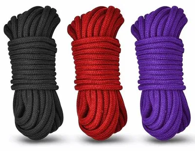 Produktbild von Multifunktionales Kletterseil-Paracord-Set - bequemes Baumwollseil, robustes Klimtouw, 8 mm multifunktionales Seil für Zelt, Camping, Wandern, Outdoor, Basteln, Dekoration (3x10m, schwarz/rot/lila)