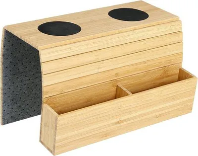Image de Banc avec accoudoirs en bambou, coffre de rangement et housse