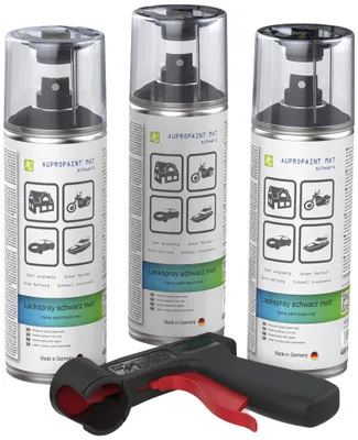 Mattschwarzer Autolack-Spray, 3 x 400 ml + Pistolengriff