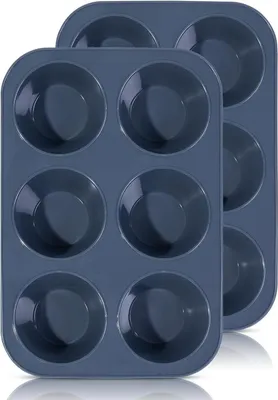 Image de Grand moule à muffins en silicone pour 6 muffins, plaque de cuisson antiadhésive pour cupcakes, brownies