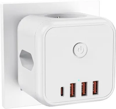 Obrázok produktu pre Multiplugs adaptér do zásuvky – 7 v 1 USB-C – bezdrôtová zásuvková skrinka – biela