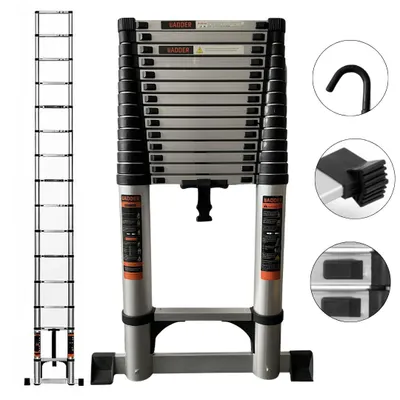 Produktbild von SEVICO Teleskopleiter 7,2 m Aluminium Leiter Ausziehbar Klappbar Anlegeleiter 150 kg Tragkraft B043